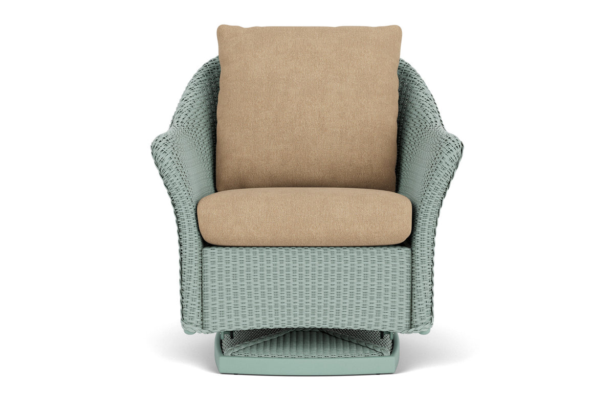 Lloyd Flanders Weekend Retreat Swivel Glider Lounge Chair in Sea Glass with Hayden Sand fabric