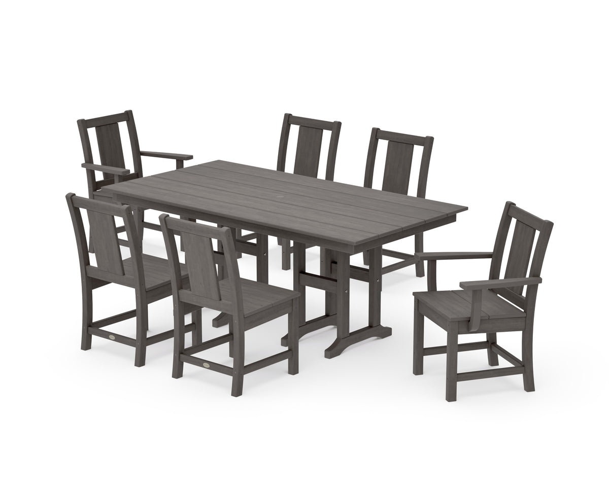 POLYWOOD Prairie 7-Piece Farmhouse Dining Set in Driftwood