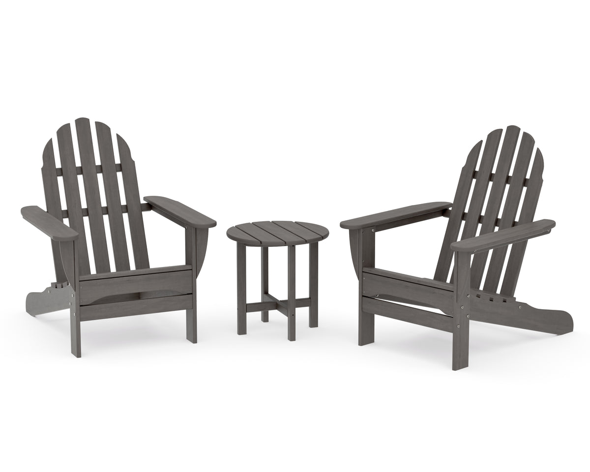 POLYWOOD Classic Adirondack 3-Piece Set in Driftwood