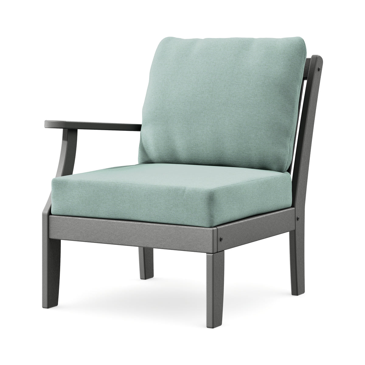POLYWOOD Braxton Modular Left Arm Chair in Slate Grey / Glacier Spa