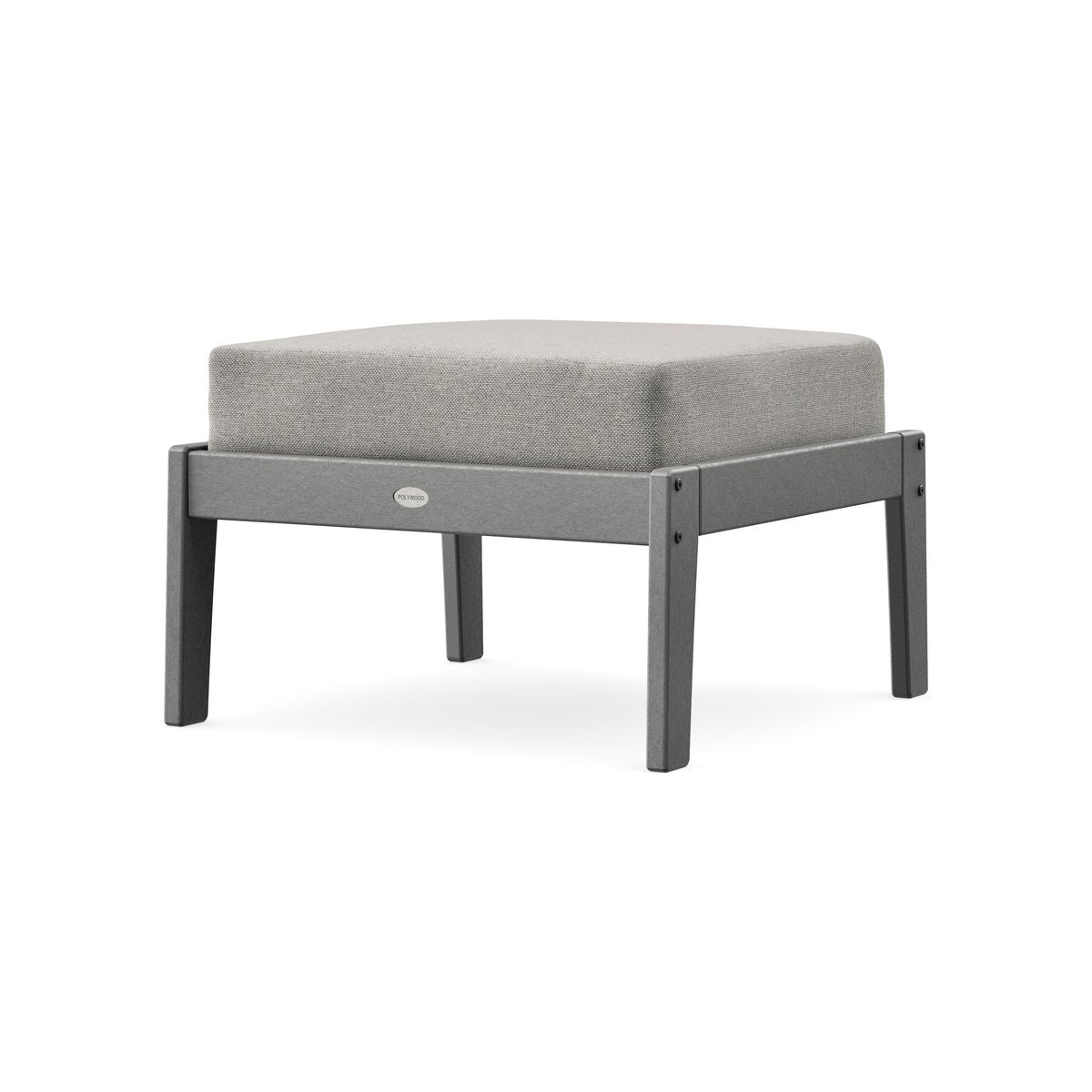 POLYWOOD Lakeside Deep Seating Ottoman in Slate Grey / Weathered Tweed