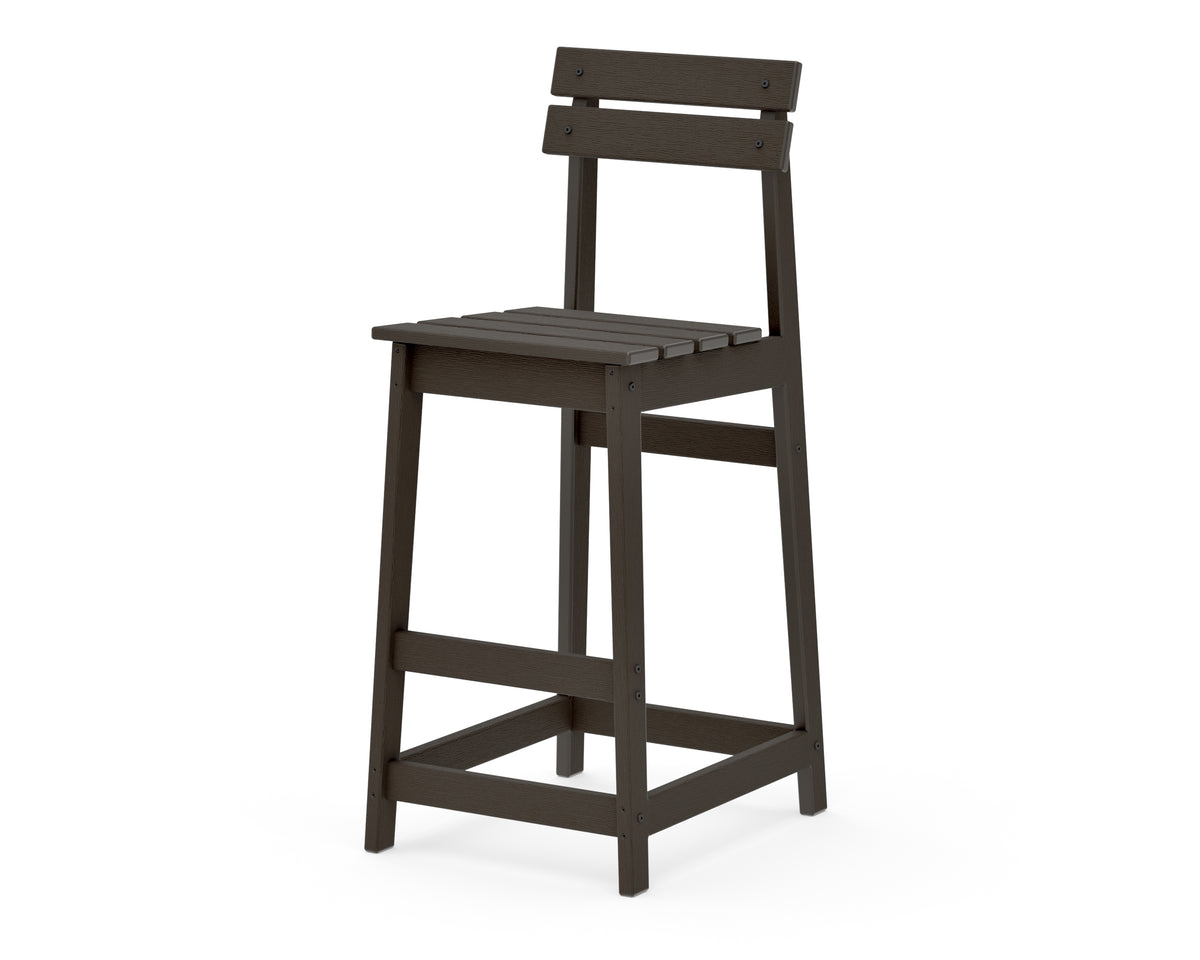 POLYWOOD Modern Studio Plaza Bar Chair in Vintage Coffee