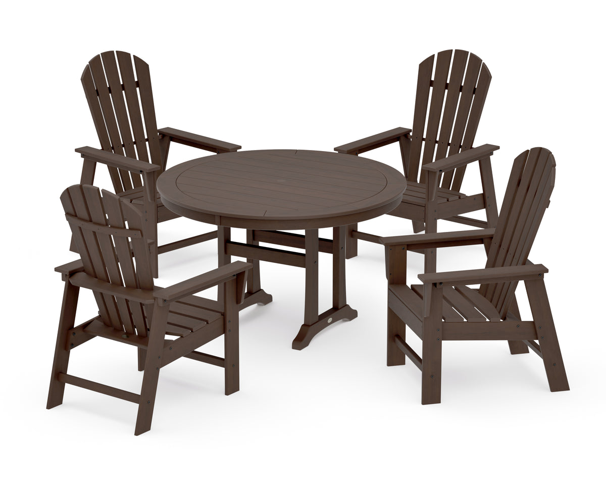 POLYWOOD South Beach 5-Piece Round Dining Set with Trestle Legs in Kona