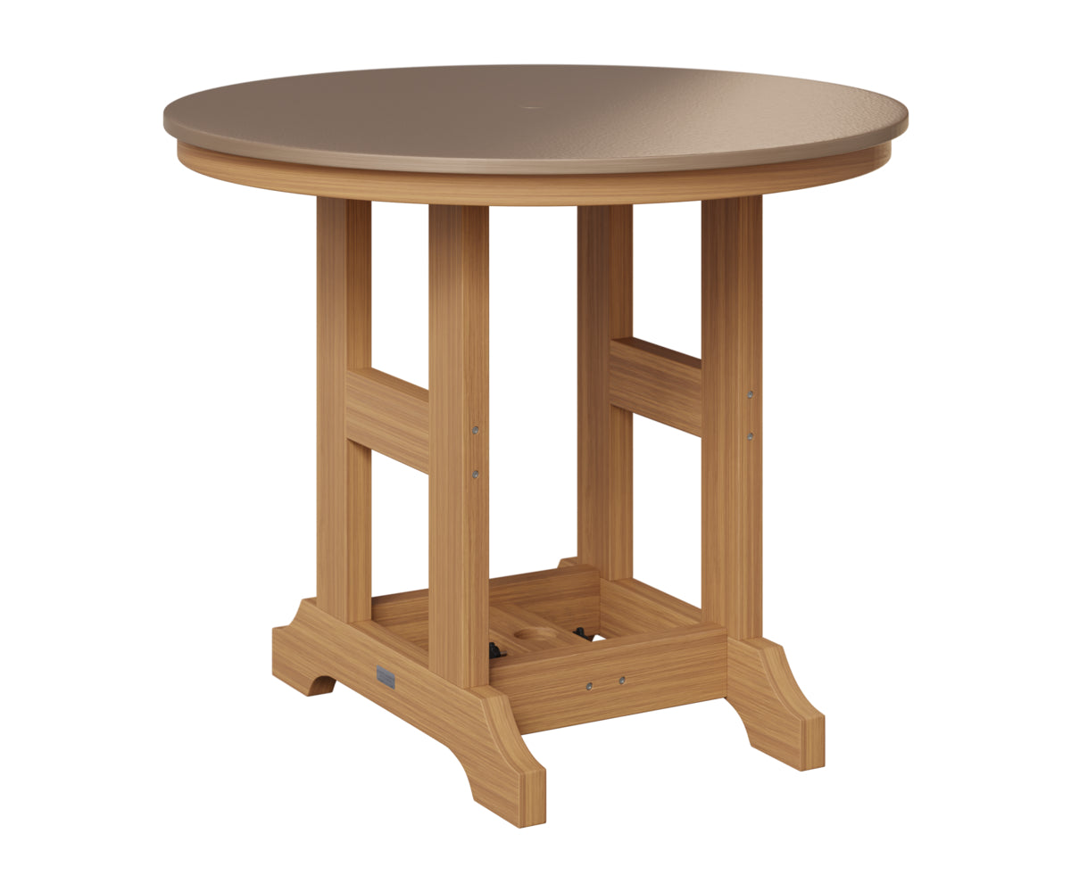 Berlin Gardens Garden Classic 38" Round Table in Natural Teak, Hammered Bronze top