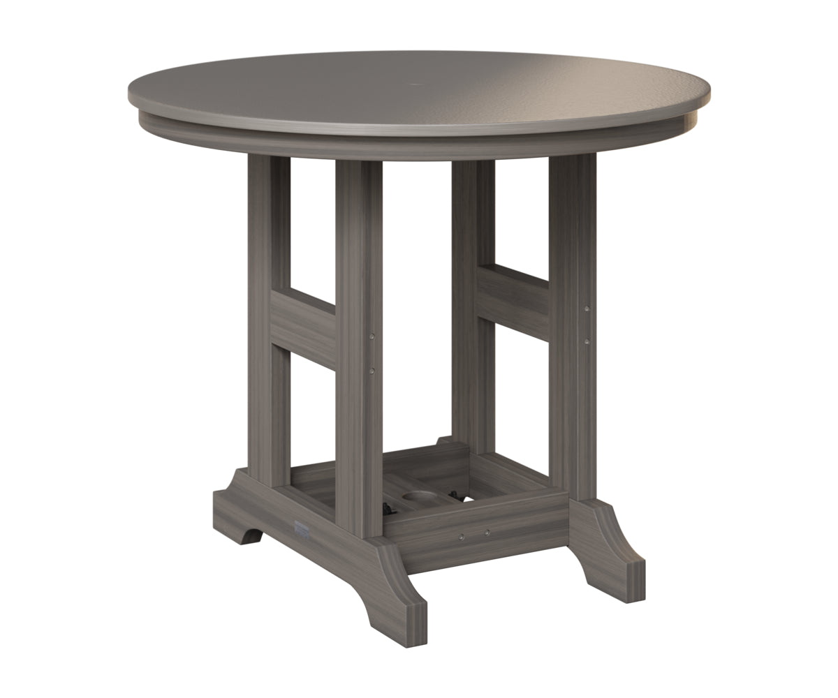 Berlin Gardens Garden Classic 38" Round Table in Coastal Gray, Hammered Stainless top