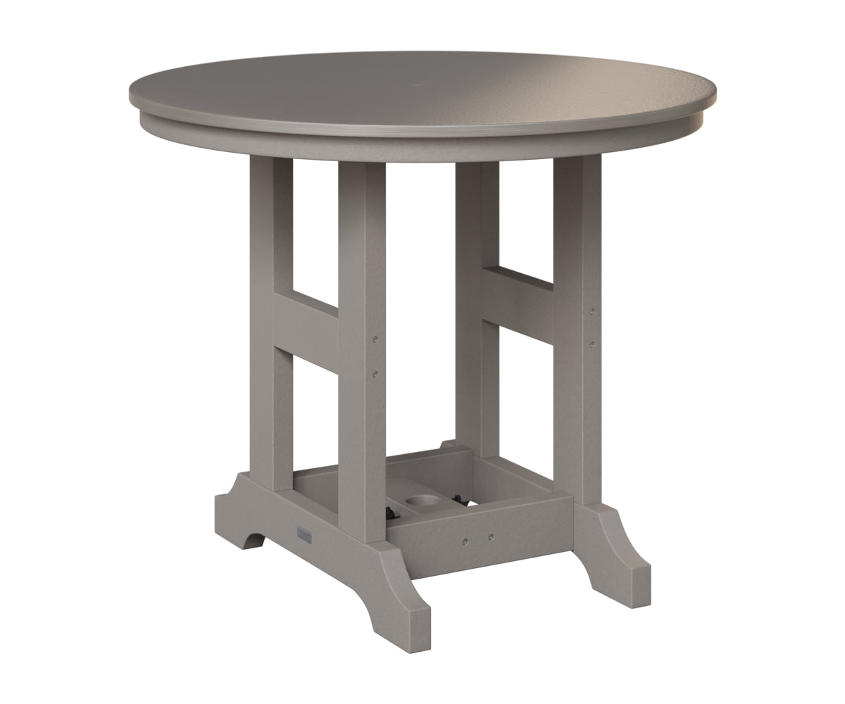 Berlin Gardens Garden Classic 38" Round Table in Light Gray, Hammered Stainless top