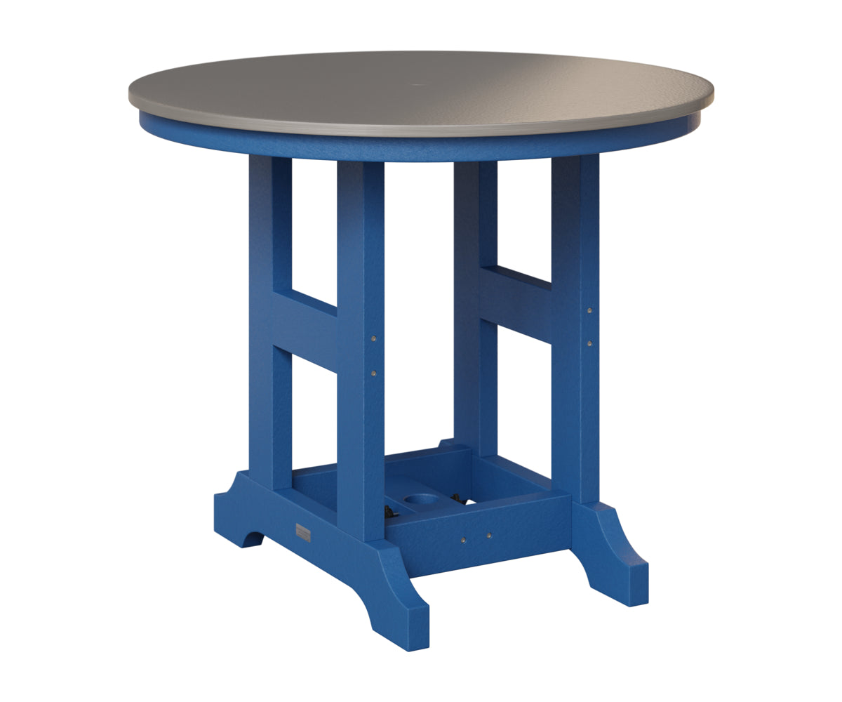 Berlin Gardens Garden Classic 38" Round Table in Pacific Blue, Hammered Stainless top