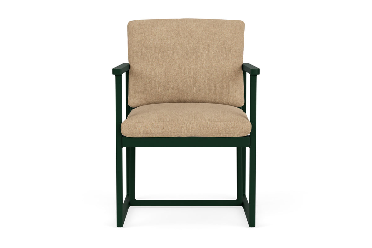 Lloyd Flanders Summit Dining Set in Woodland with Hayden Sand fabric