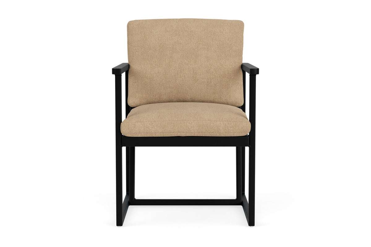 Lloyd Flanders Summit Dining Set in Ebony with Hayden Sand fabric