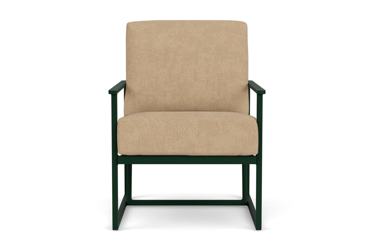 Lloyd Flanders Summit Lounge Chair in Woodland with Hayden Sand fabric
