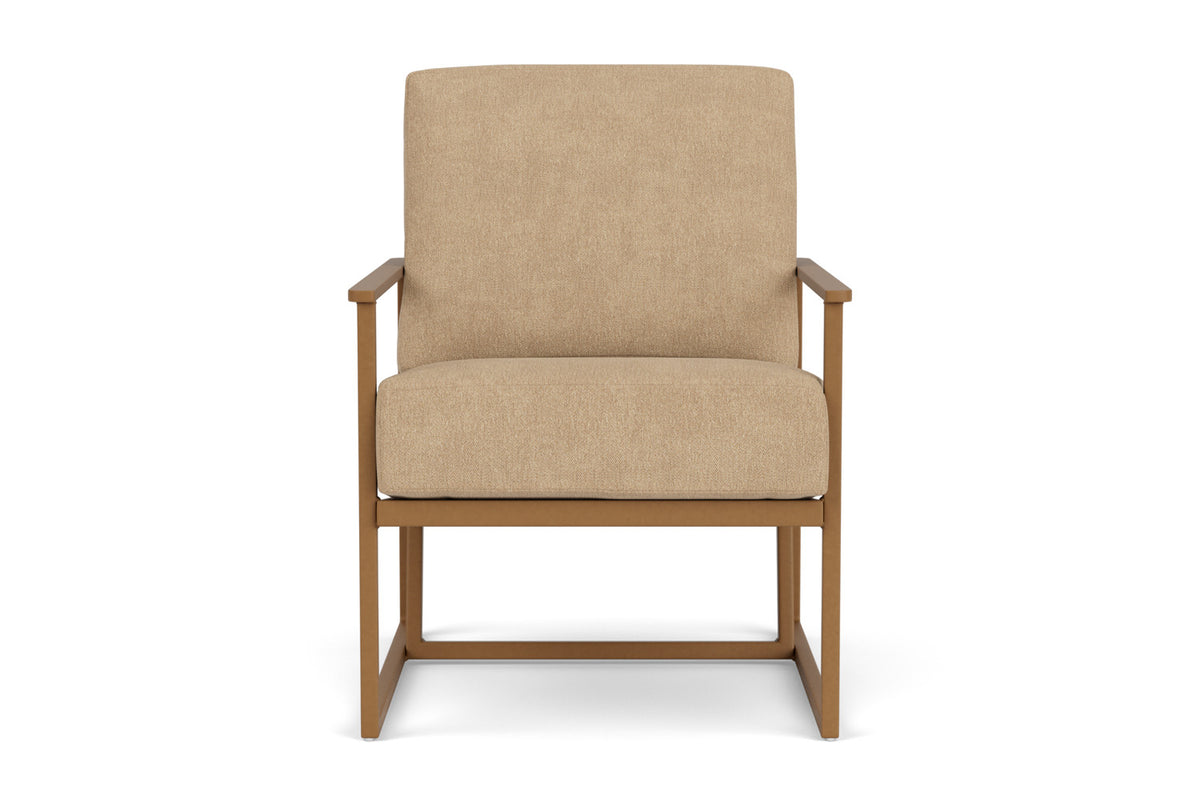 Lloyd Flanders Summit Lounge Chair in Hickory with Hayden Sand fabric