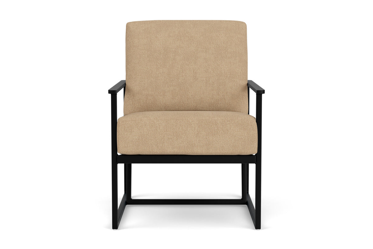 Lloyd Flanders Summit Lounge Chair in Ebony with Hayden Sand fabric