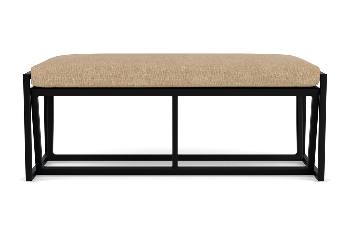 Lloyd Flanders Summit Loveseat Ottoman in Ebony with Hayden Sand fabric