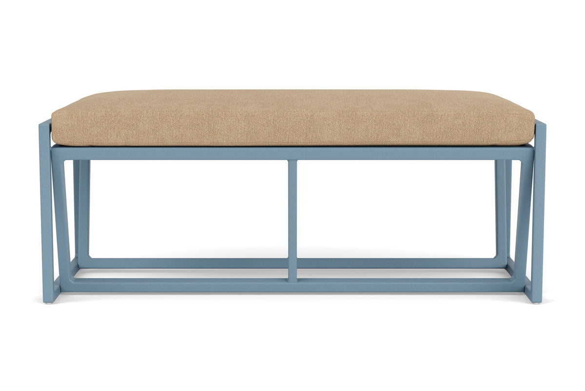 Lloyd Flanders Summit Loveseat Ottoman in Stillwater with Hayden Sand fabric