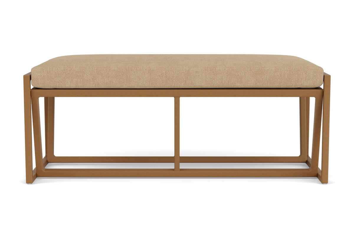 Lloyd Flanders Summit Loveseat Ottoman in Hickory with Hayden Sand fabric