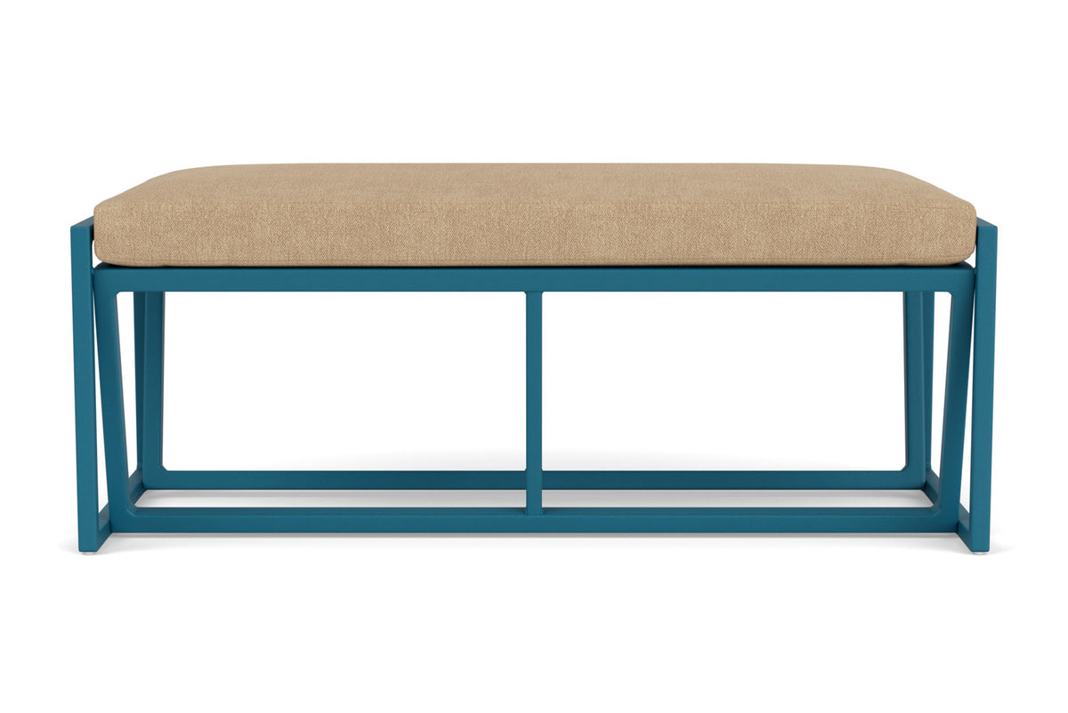 Lloyd Flanders Summit Loveseat Ottoman in Peacock with Hayden Sand fabric