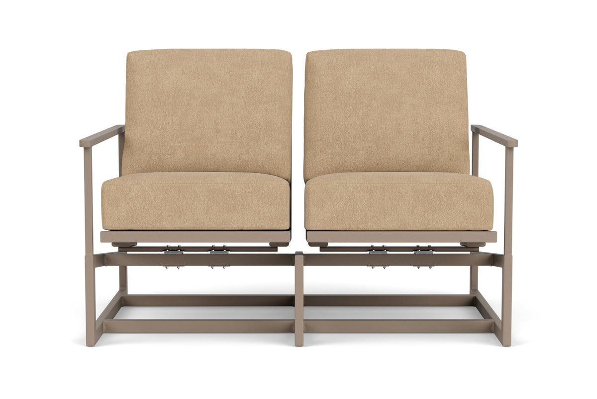 Lloyd Flanders Summit Spring Rocker Loveseat in French Beige with Hayden Sand fabric