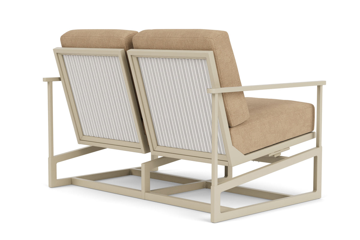 Lloyd Flanders Summit Spring Rocker Loveseat in Linen with Hayden Sand fabric, view 6