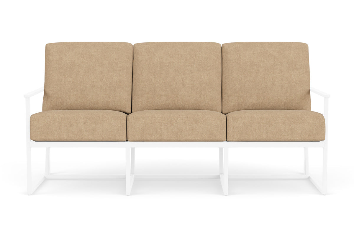 Lloyd Flanders Summit Living Room Set in White with Hayden Sand fabric