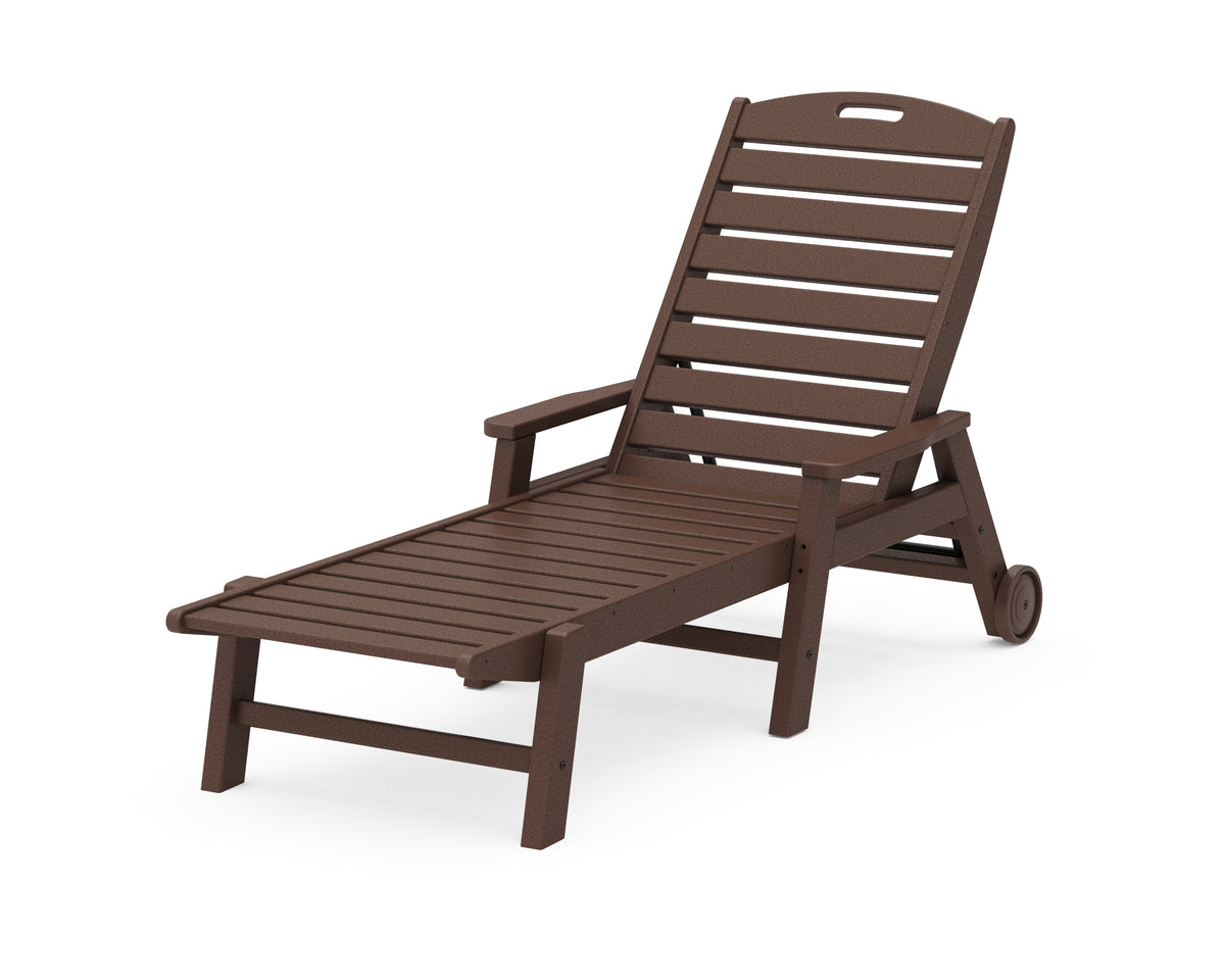 POLYWOOD Nautical Chaise with Arms & Wheels in Mahogany