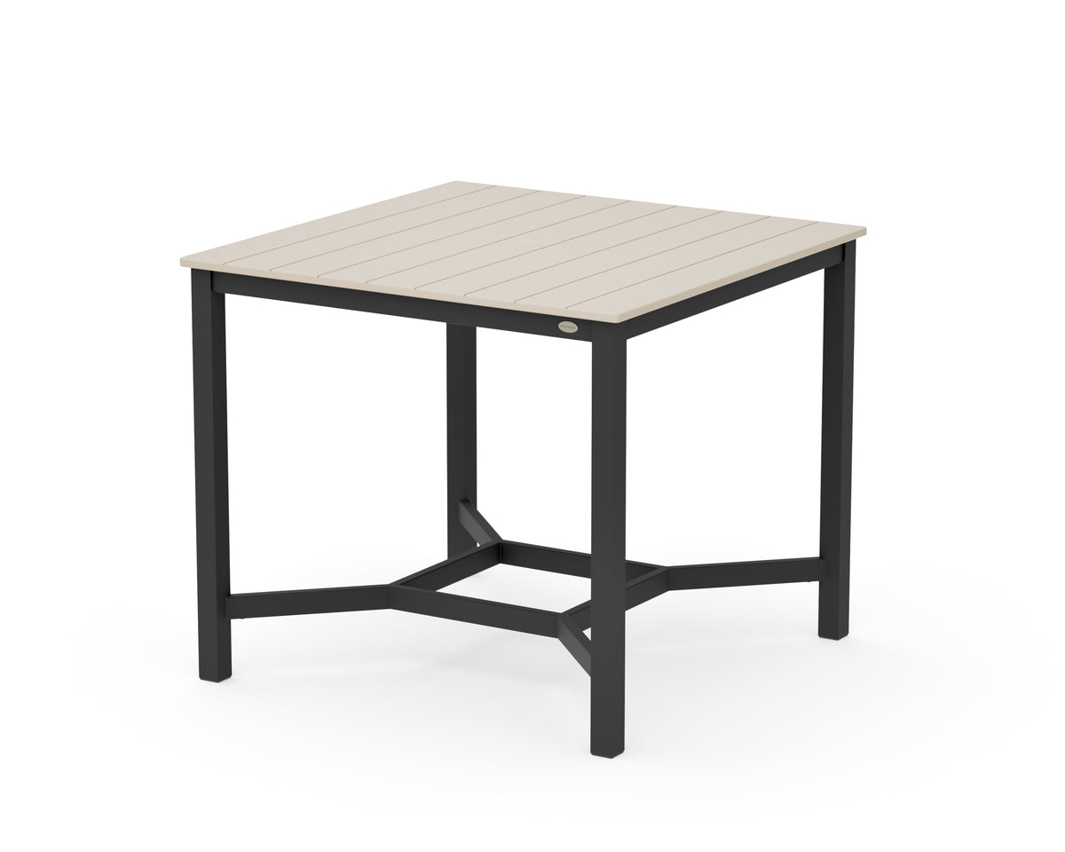 POLYWOOD Main Street 42 x 42 Counter Table in Black / Sand