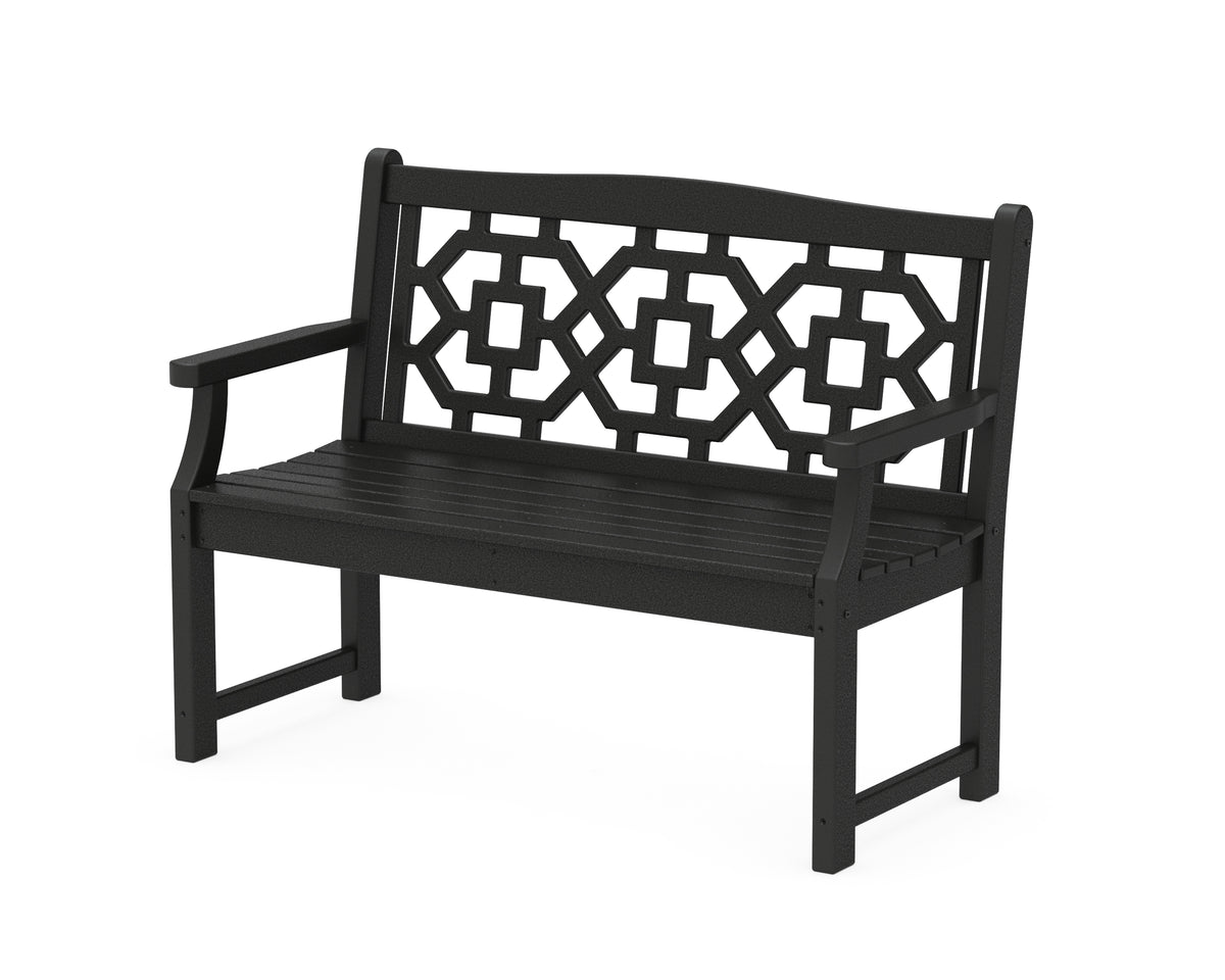 POLYWOOD Chinoiserie 48" Garden Bench in Black