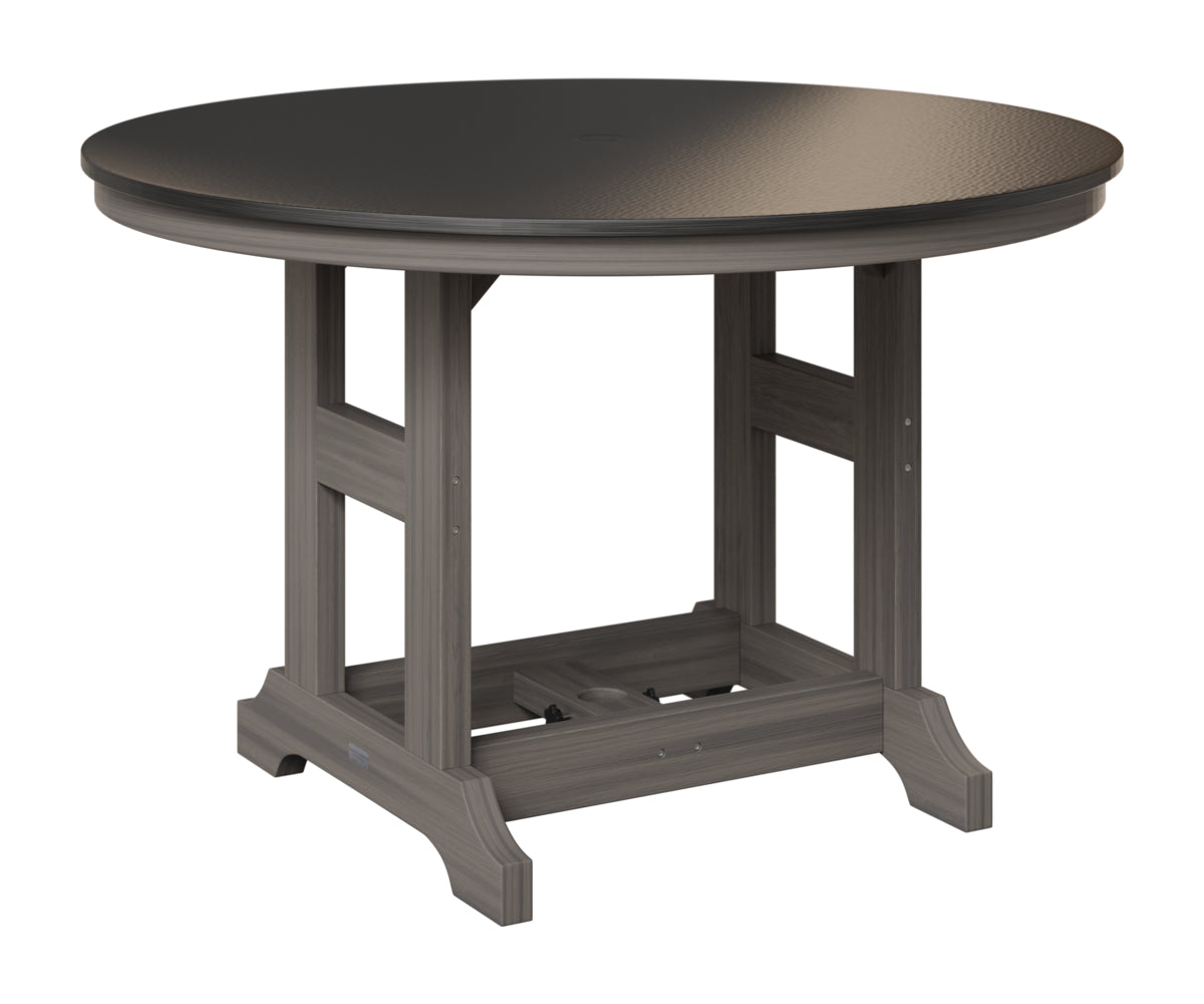 Berlin Gardens Garden Classic 48" Round Table in Coastal Gray, Hammered Black top