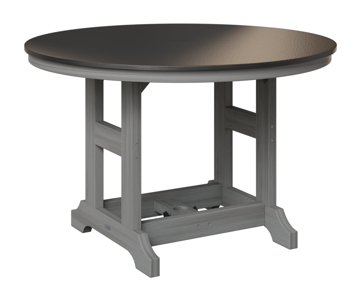 Berlin Gardens Garden Classic 48" Round Table in Driftwood Gray, Hammered Black top
