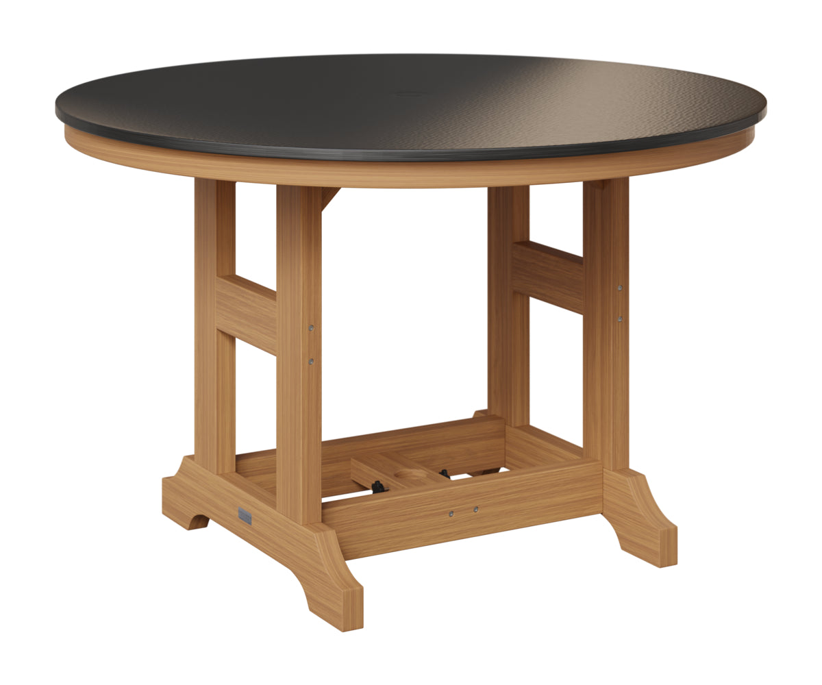 Berlin Gardens Garden Classic 48" Round Table in Natural Teak, Hammered Black top
