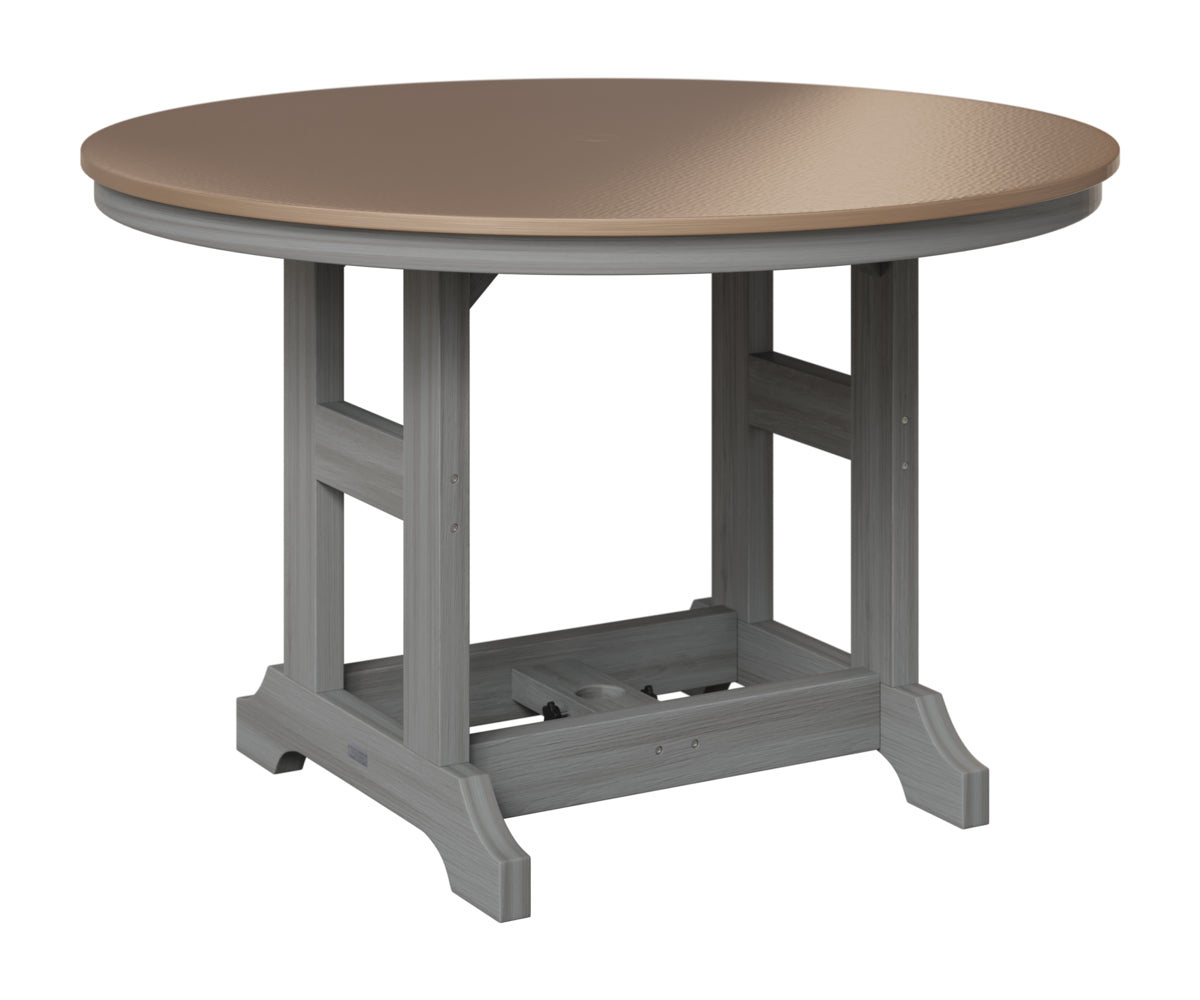 Berlin Gardens Garden Classic 48" Round Table in Driftwood Gray, Hammered Bronze top