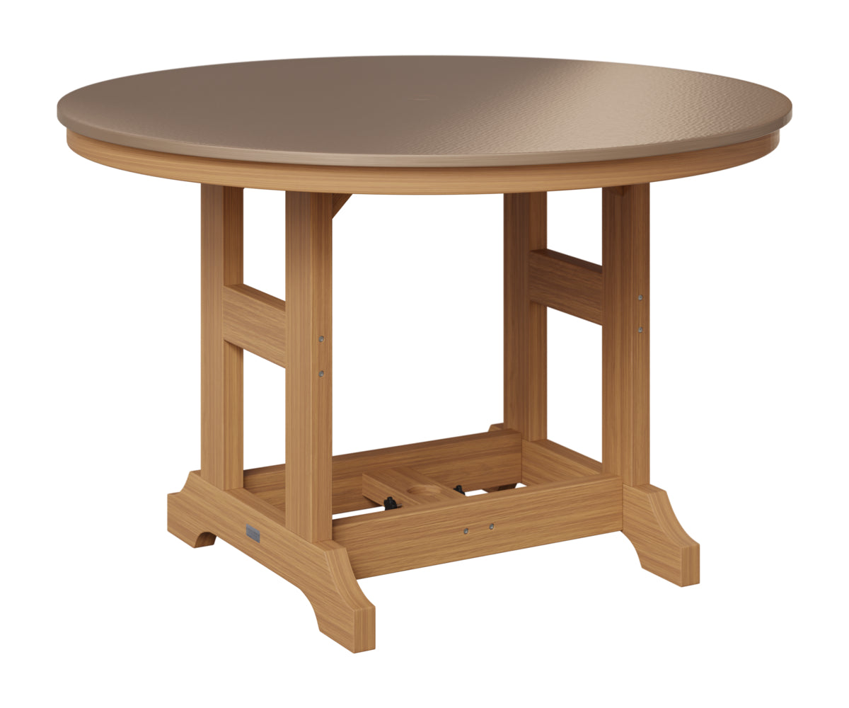 Berlin Gardens Garden Classic 48" Round Table in Natural Teak, Hammered Bronze top