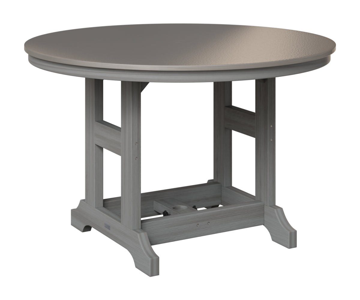 Berlin Gardens Garden Classic 48" Round Table in Driftwood Gray, Hammered Stainless top