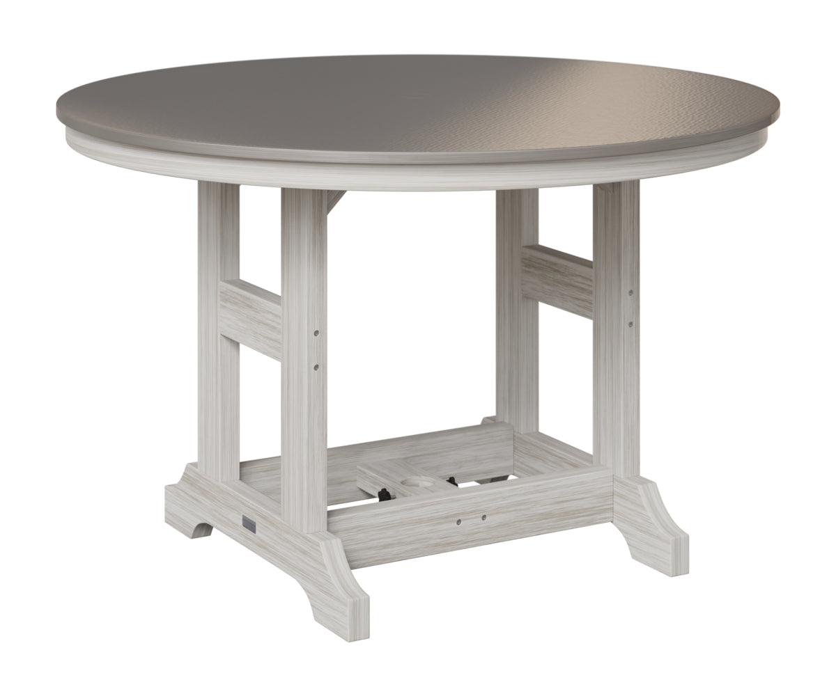 Berlin Gardens Garden Classic 48" Round Table in Seashell, Hammered Stainless top