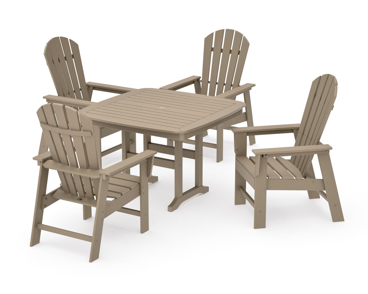 POLYWOOD South Beach 5-Piece Dining Set with Trestle Legs - 44" Table in Vintage Sahara