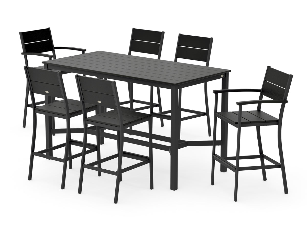 POLYWOOD Main Street 7-Piece Bar Set in Black / Black
