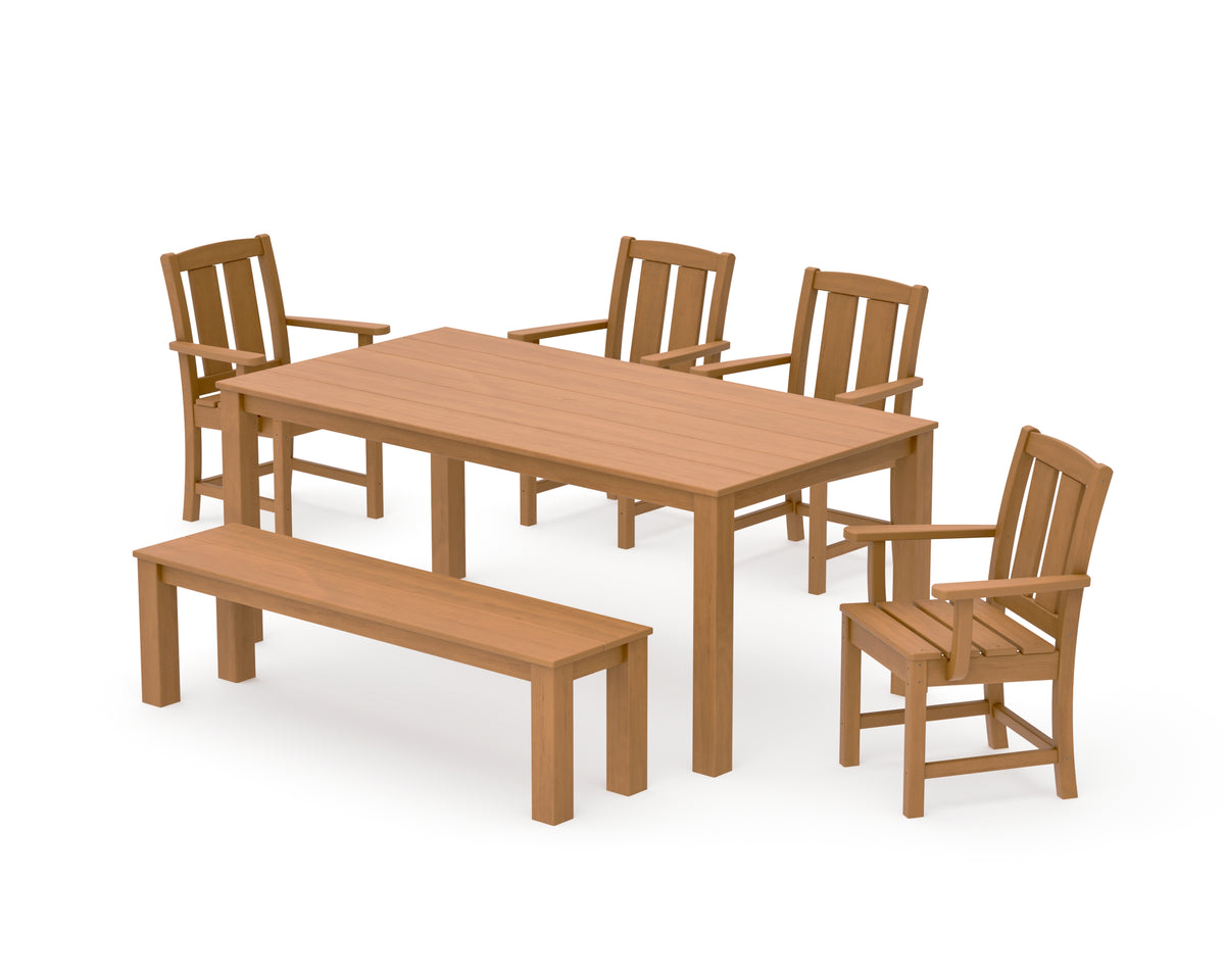 POLYWOOD Mission 6-Piece Parsons Dining Set with Bench in Natural