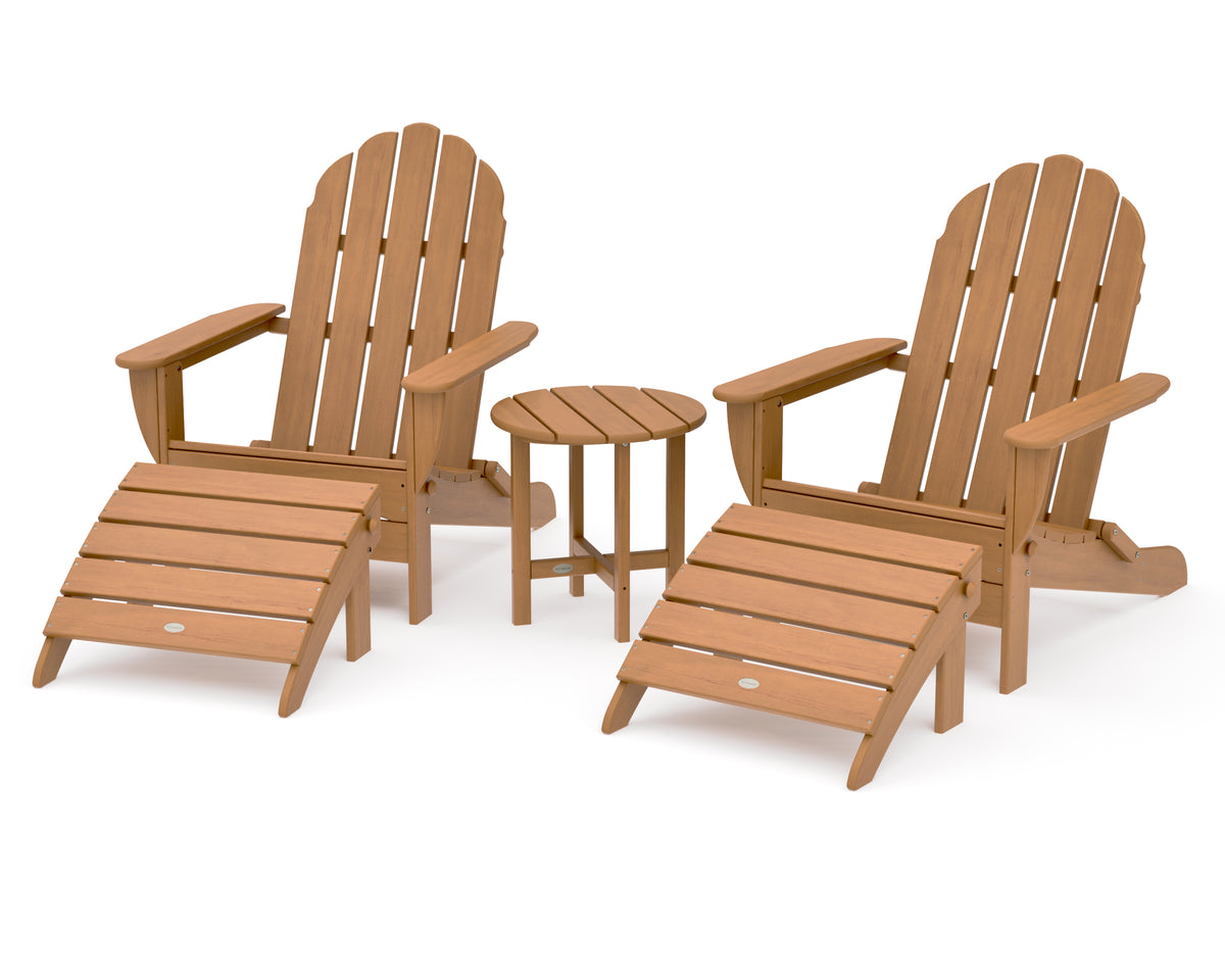 POLYWOOD Classic Oversized Adirondack 5-Piece Casual Set in Natural