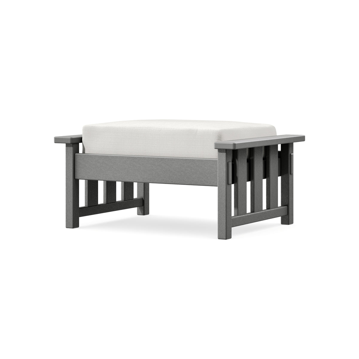 POLYWOOD Acadia Deep Seating Ottoman in Slate Grey / Natural Linen