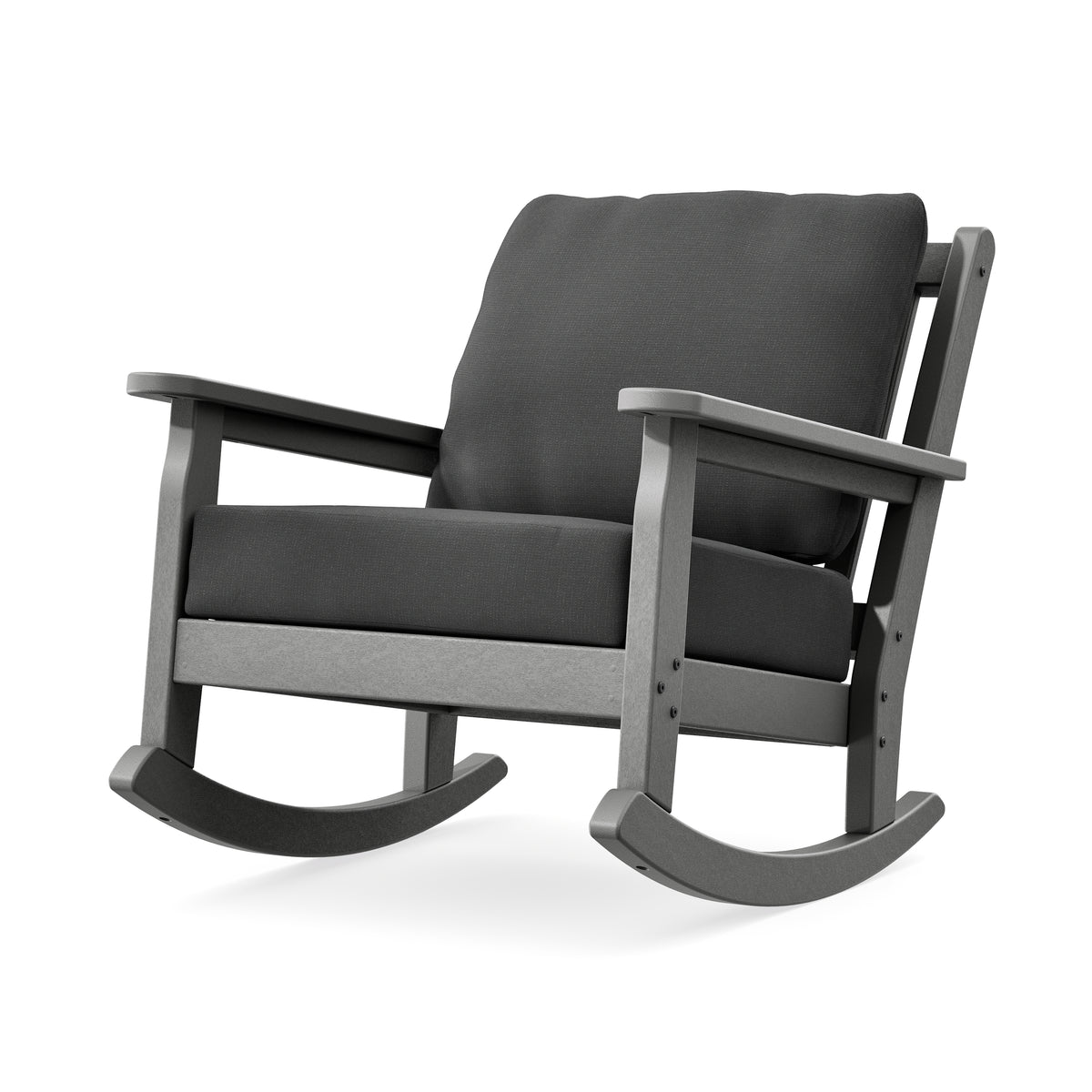 POLYWOOD Chippendale Deep Seating Rocking Chair in Slate Grey / Spectrum Carbon