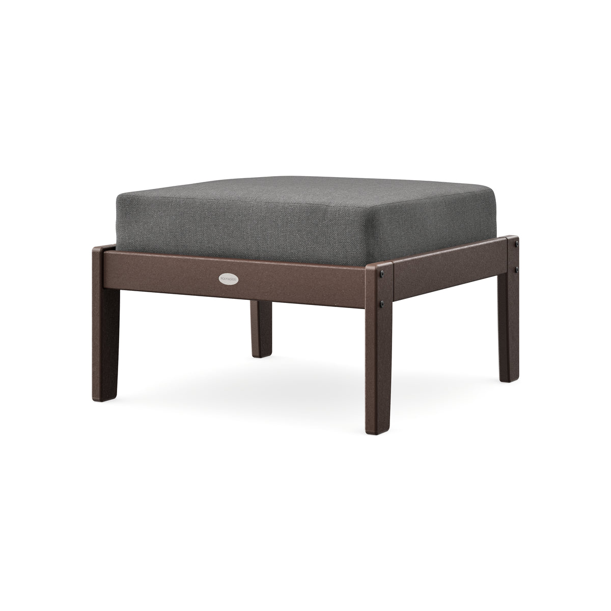 POLYWOOD Braxton Deep Seating Ottoman in Mahogany / Ash Charcoal
