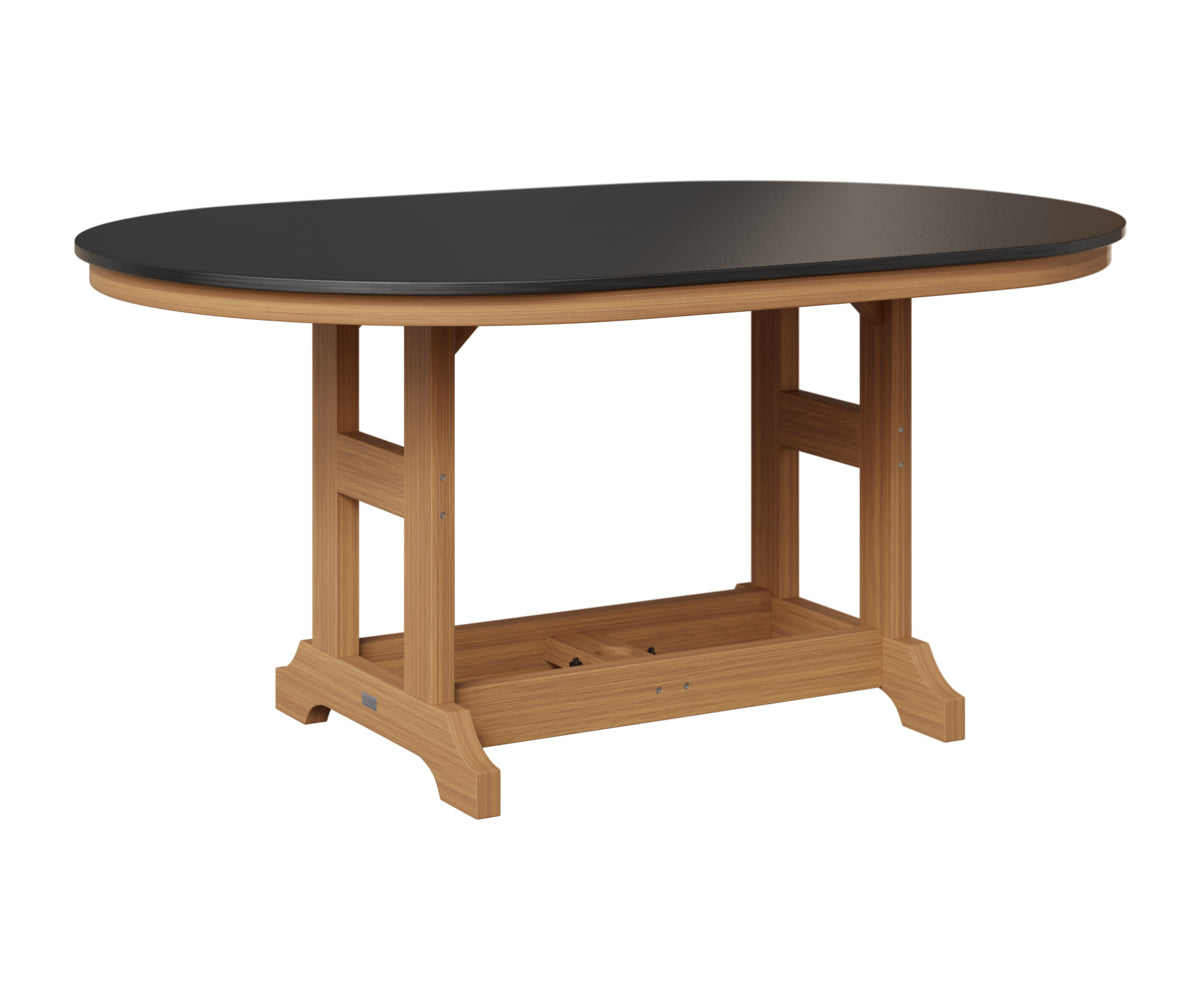 Berlin Gardens Garden Classic 44" x 64" Oblong Table in Natural Teak, Hammered Black top