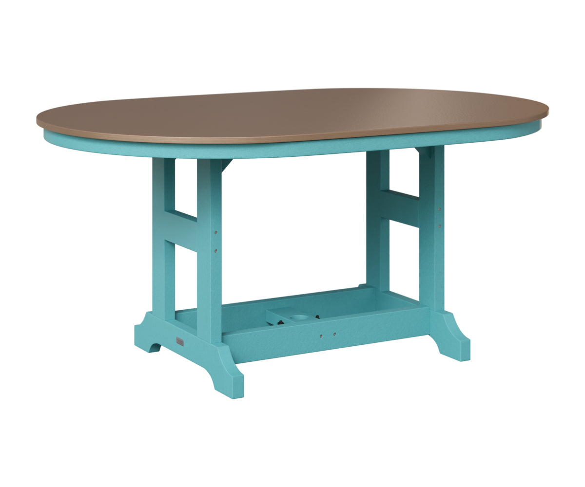 Berlin Gardens Garden Classic 44" x 64" Oblong Table in Aruba Blue, Hammered Bronze top