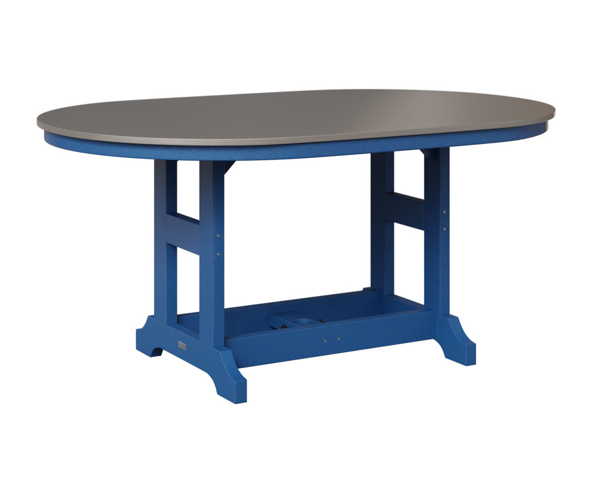 Berlin Gardens Garden Classic 44" x 64" Oblong Table in Pacific Blue, Hammered Stainless top