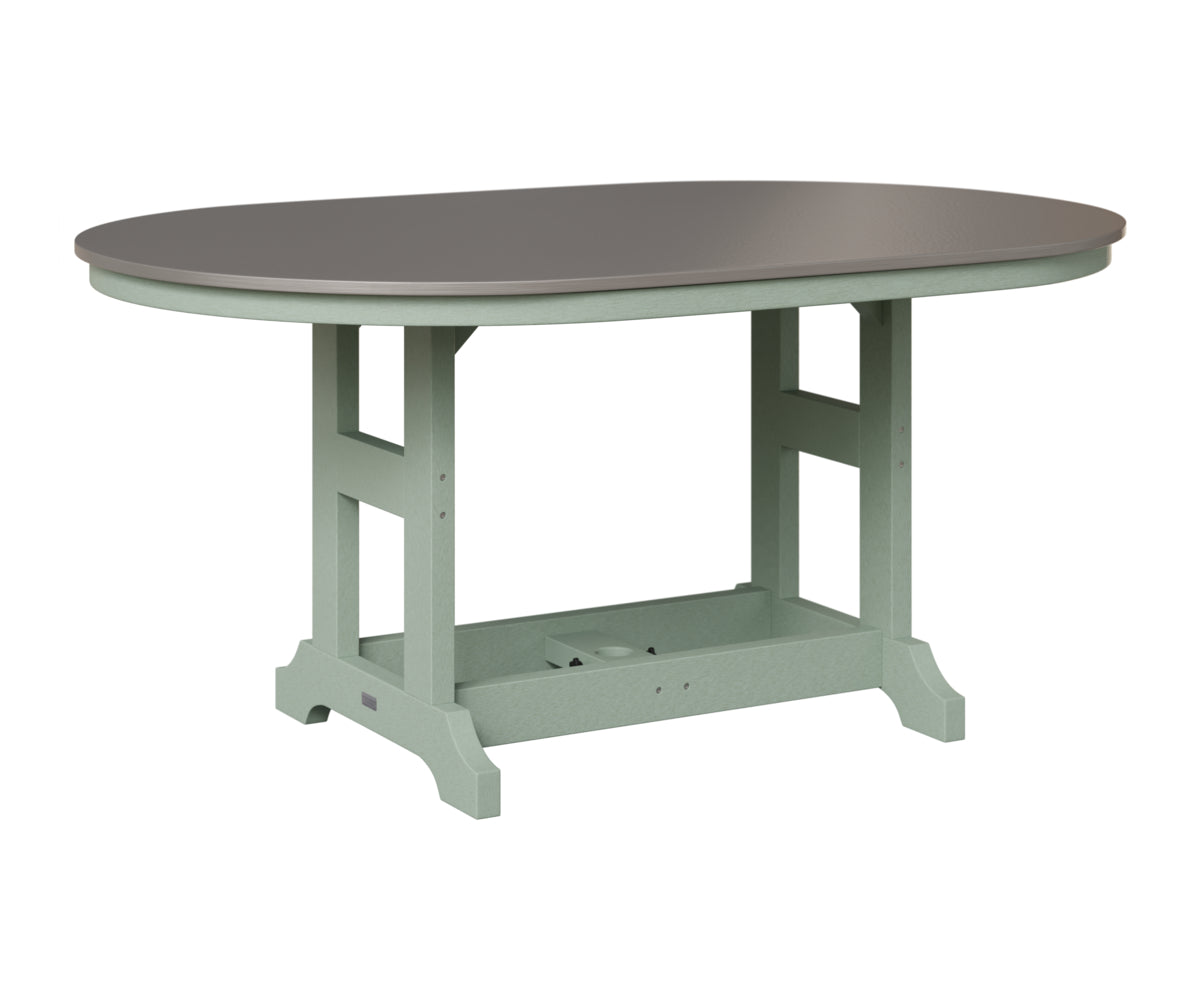 Berlin Gardens Garden Classic 44" x 64" Oblong Table in Sea Foam, Hammered Stainless top