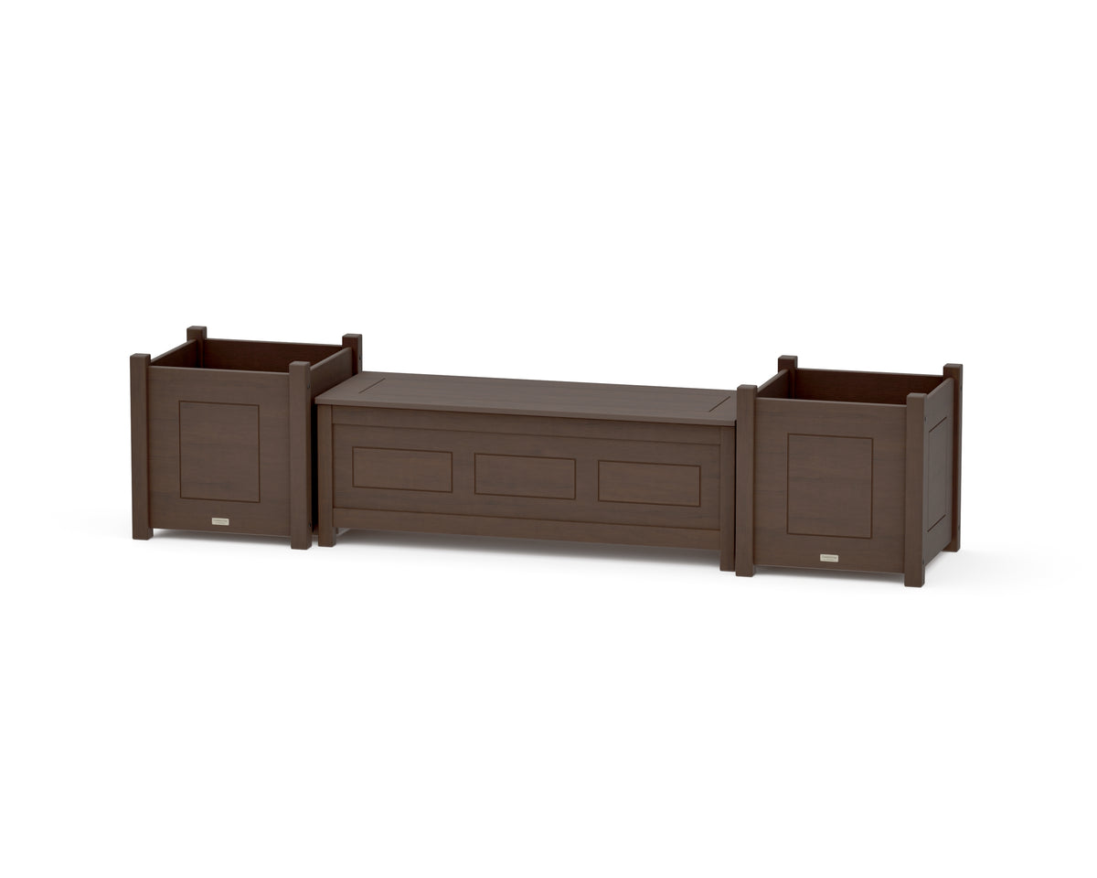 POLYWOOD 48" Country Living Straight Planter Storage Bench Set - Large in Kona