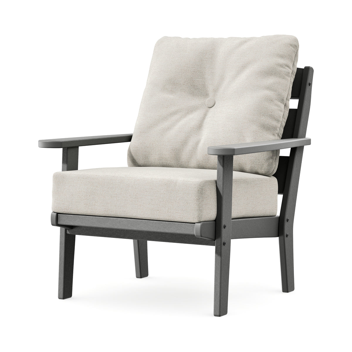POLYWOOD Lakeside Deep Seating Chair in Slate Grey / Nuance Cloud