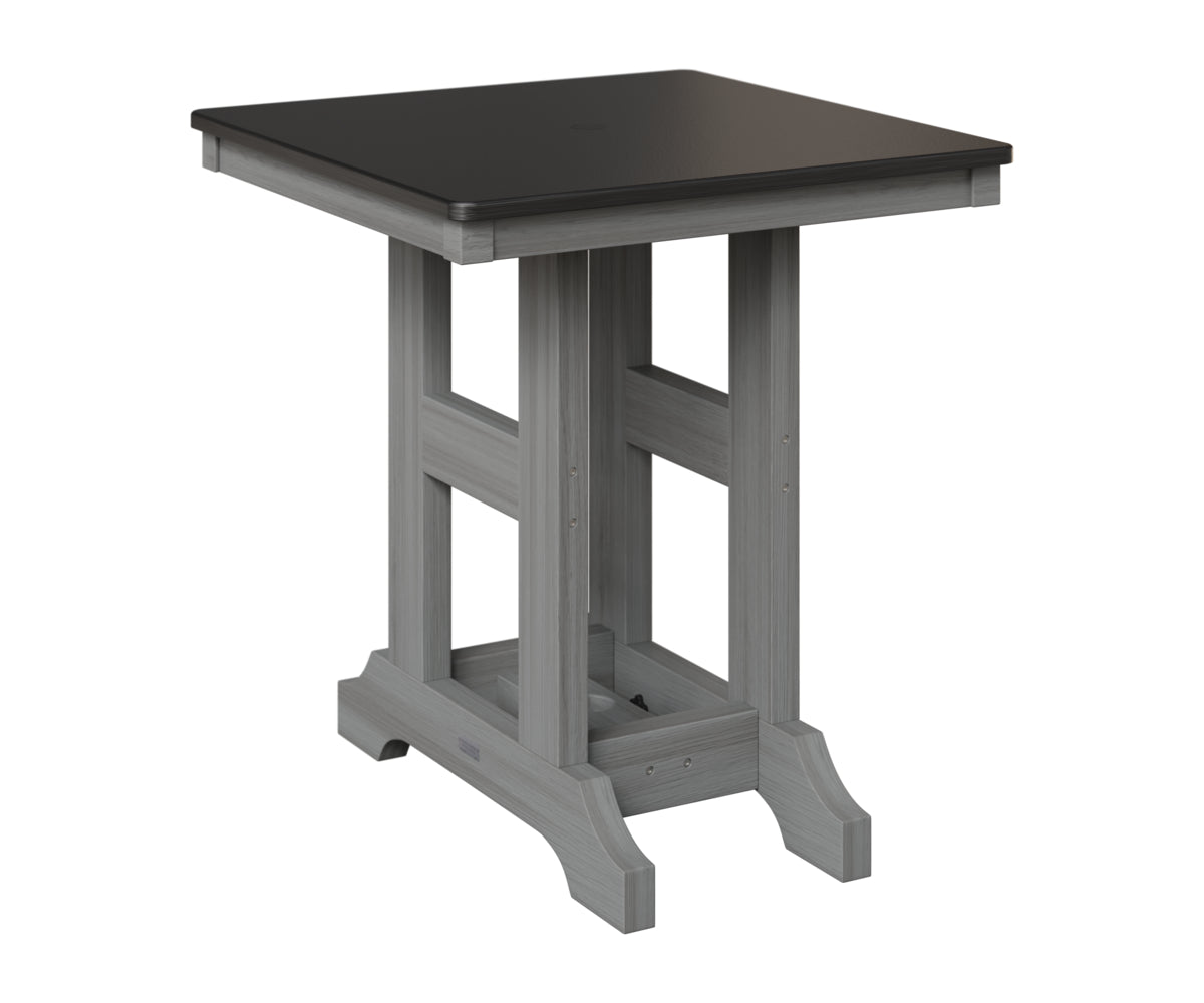 Berlin Gardens Garden Classic 28" Square Table in Driftwood Gray, Hammered Black top