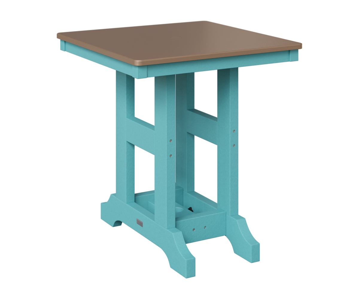 Berlin Gardens Garden Classic 28" Square Table in Aruba Blue, Hammered Bronze top