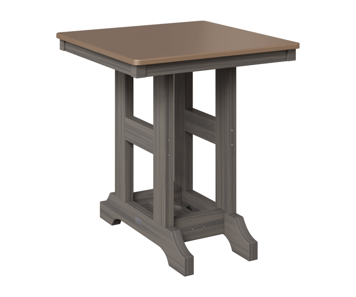 Berlin Gardens Garden Classic 28" Square Table in Coastal Gray, Hammered Bronze top