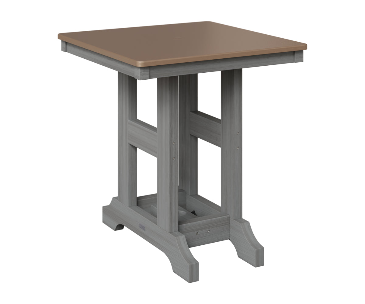 Berlin Gardens Garden Classic 28" Square Table in Driftwood Gray, Hammered Bronze top